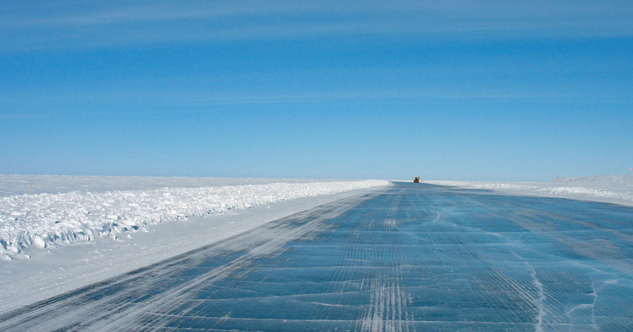 Ice road on Mackenzie River, Northwest Territory